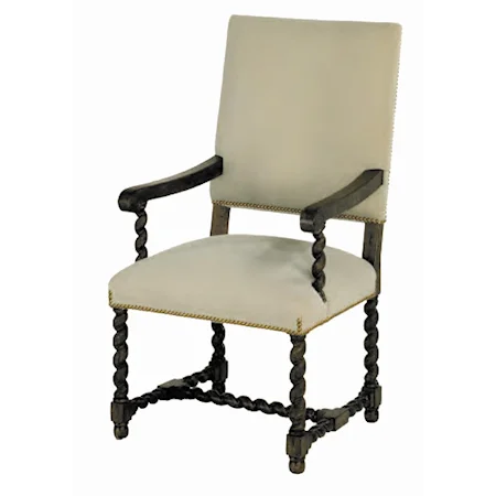 Country English Chair with Turned Post Arms and Legs